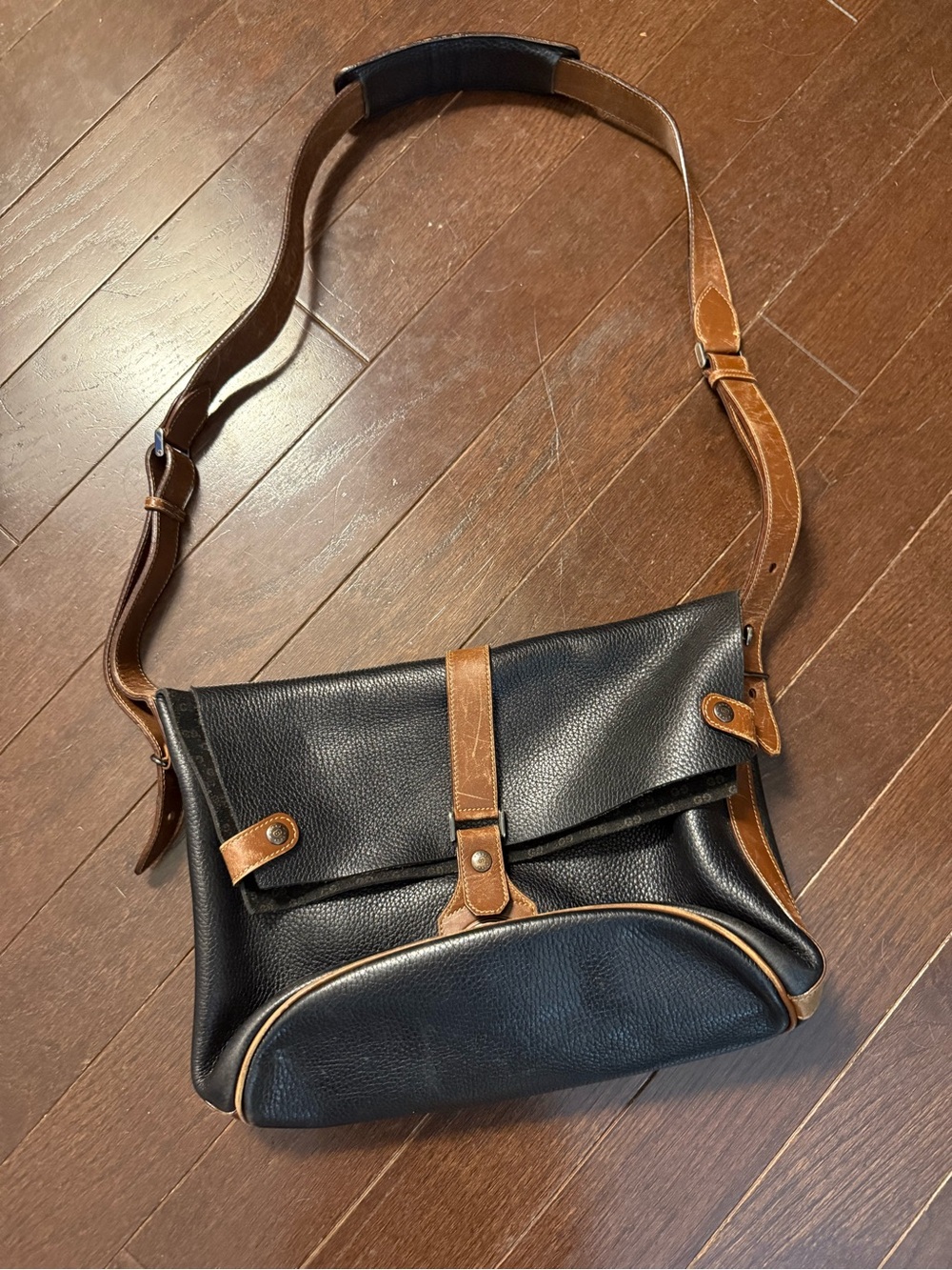 Gucci Black and Brown Leather Messenger Bag